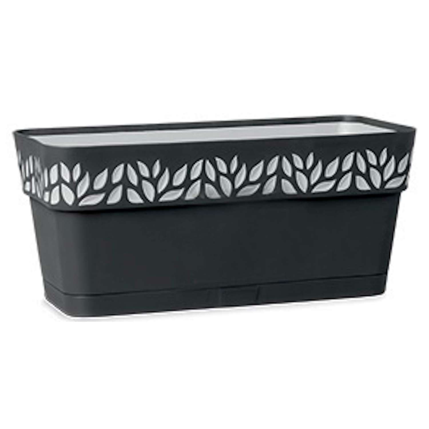  Deroma 6.7 In. H X 20 In. W X 7.09 In. D Resin Leaves Balcony Planter Dark Gray