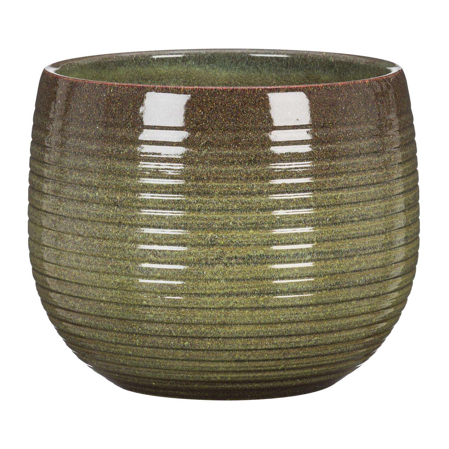  Scheurich Linara 6.25 In. D Ceramic Flower Pot Green