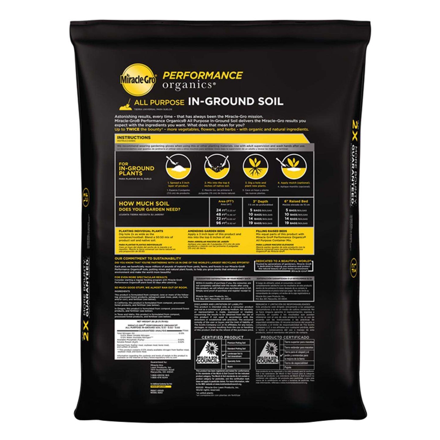 Miracle-Gro Performance Organics Organic All Purpose In-Ground Soil 1.3 Cu Ft
