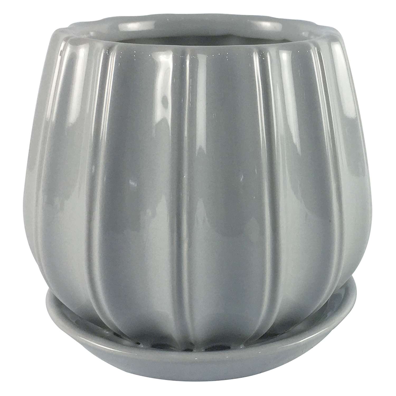  Trendspot Contour 5.5 In. H X 5.9 In. W X 5.9 In. D X 6 In. D Ceramic Planter Gray