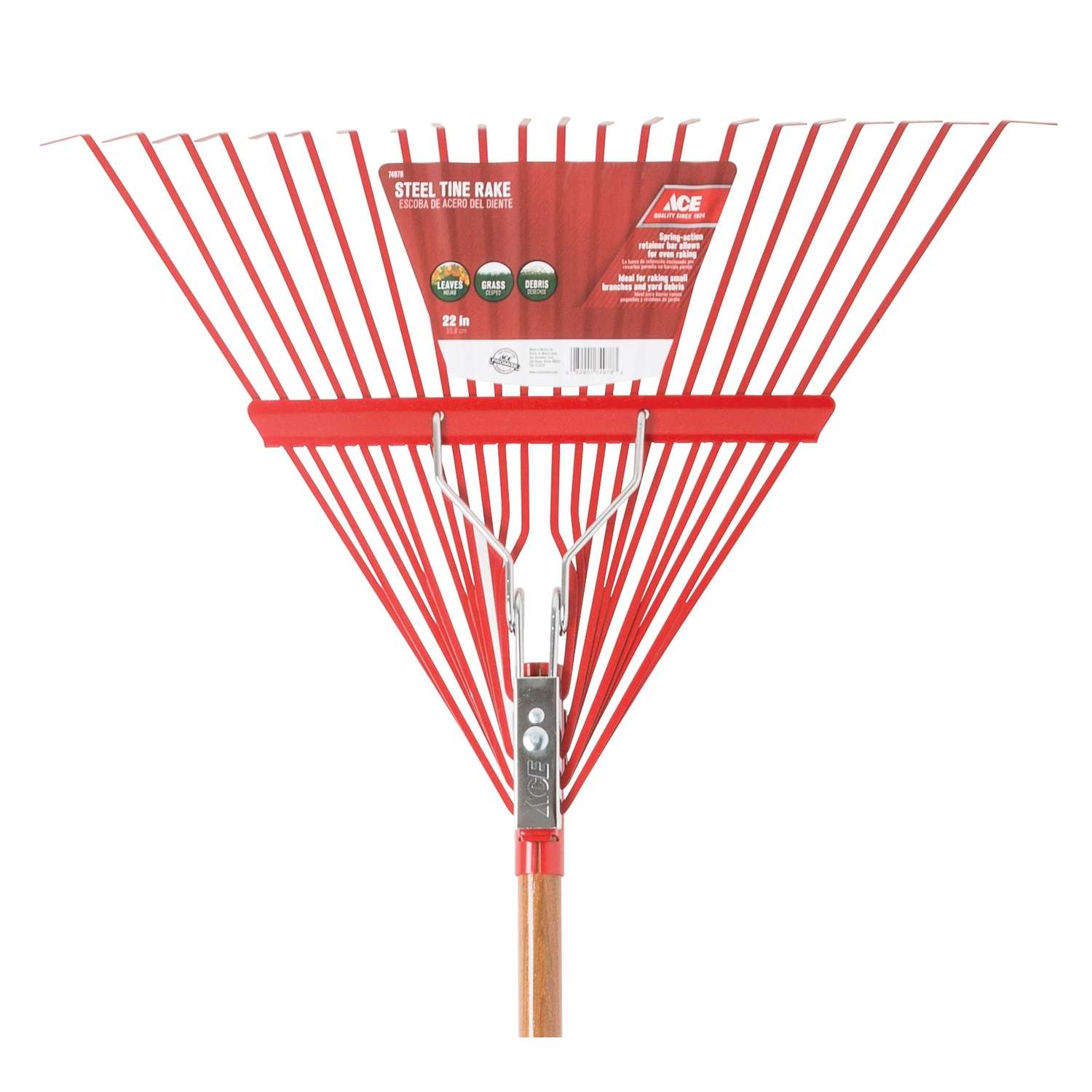  Ace 64.5 In. 22 Tine Steel Rake Wood Handle