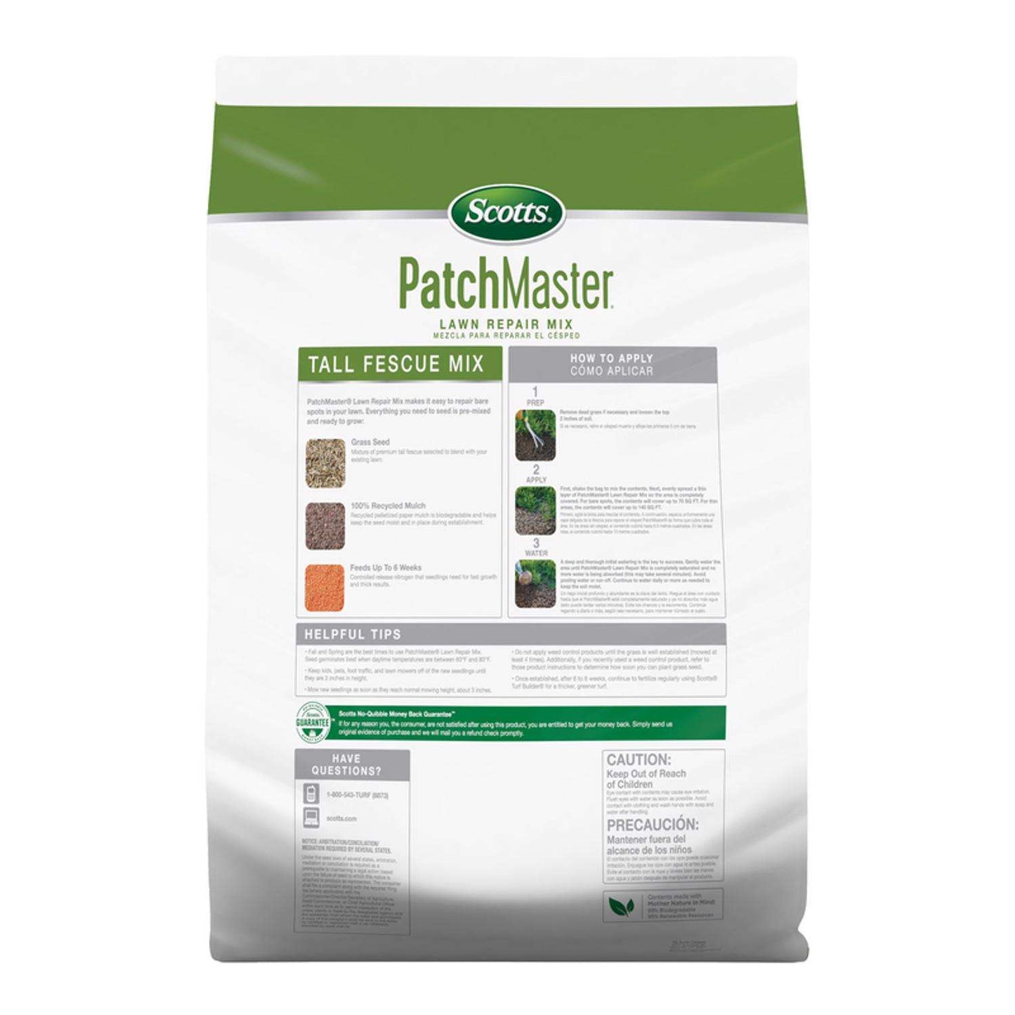  Scotts PatchMaster Tall Fescue Grass Sun Or Shade Seed/Fertilizer/Mulch Repair Kit 4.75 Lb