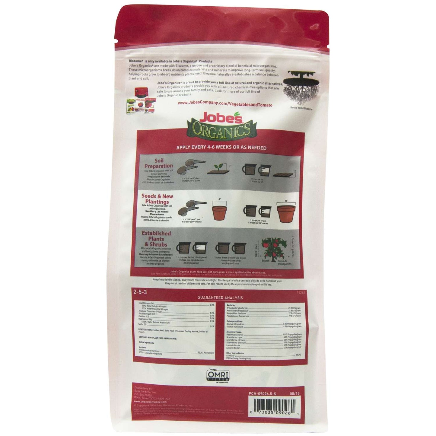  Jobe's Biozome Organic Granules Plant Food 4 Lb