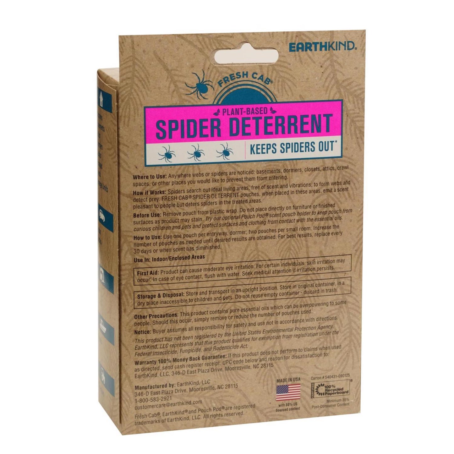  EarthKind Fresh Cab Insect Repellent Pouch For Spiders 10 Oz