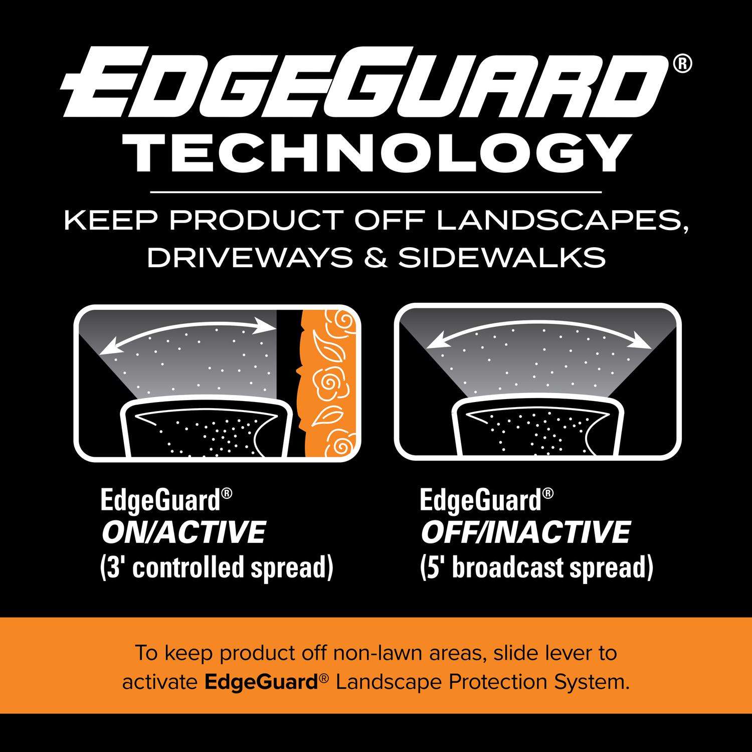  Scotts EdgeGuard DLX 5 Ft. W Broadcast Push Spreader For Fertilizer/Ice Melt/Seed 60 Lb