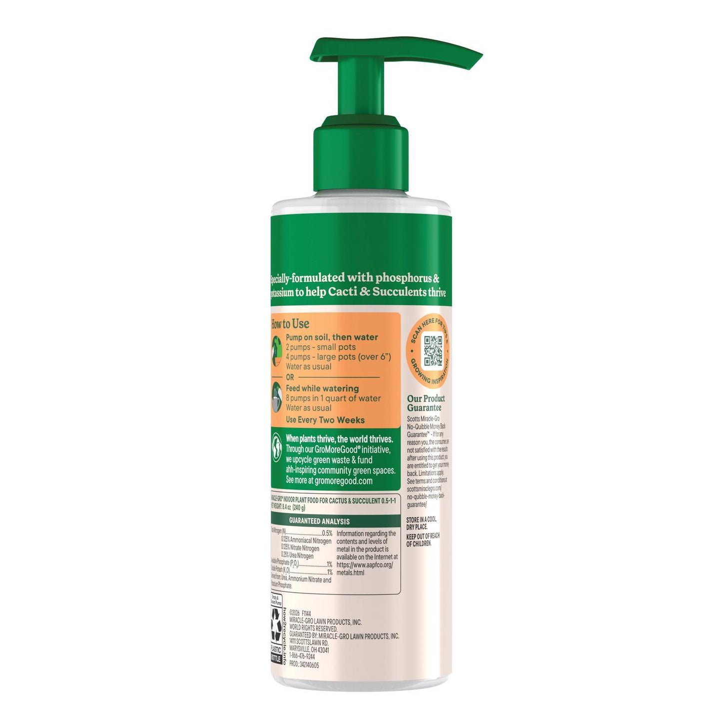  Miracle-Gro Succulent Liquid Cacti, Jade And Aloe Plant Food 8 Oz
