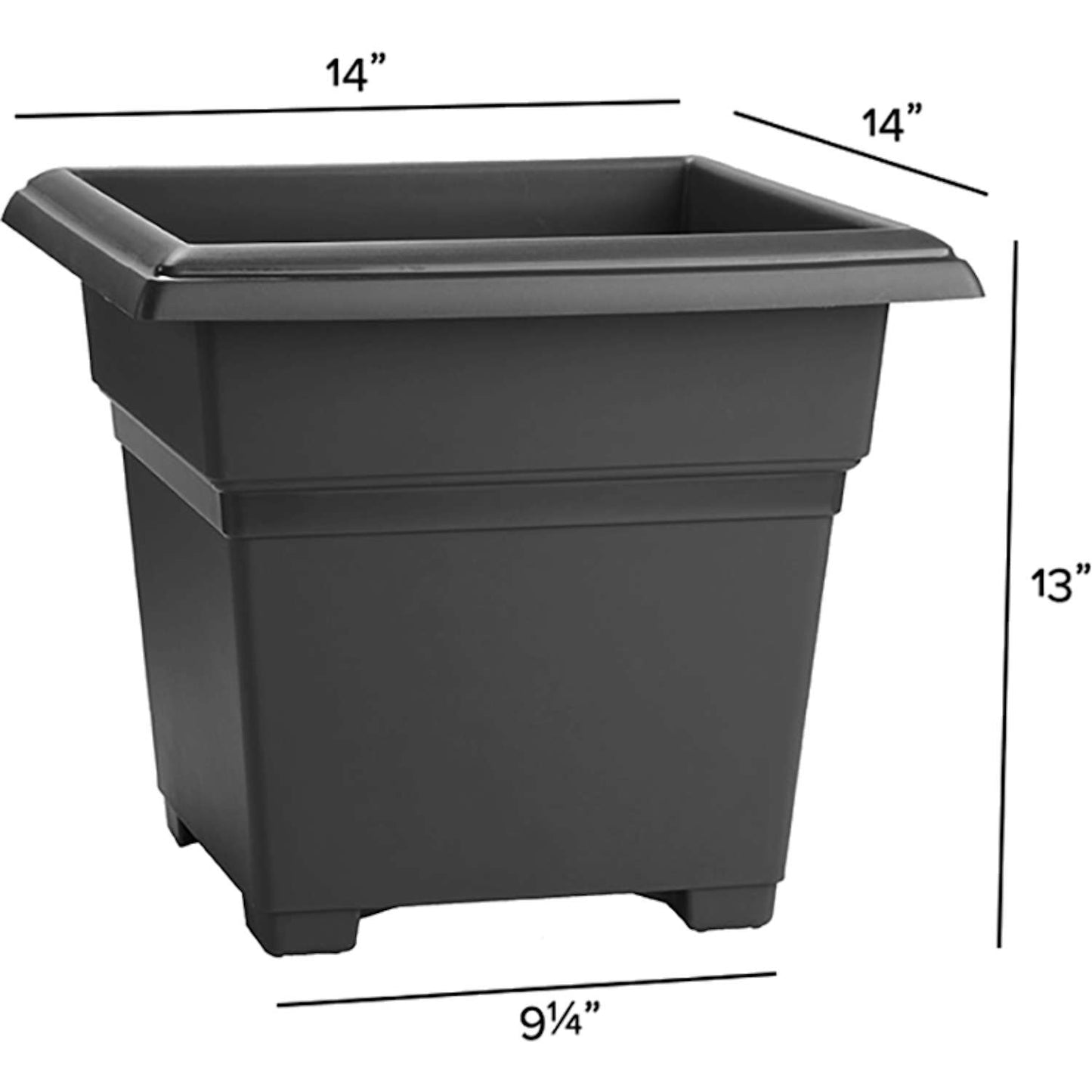  Novelty 13 In. H X 14 In. W X 14 In. D Plastic Countryside Patio Planter Black