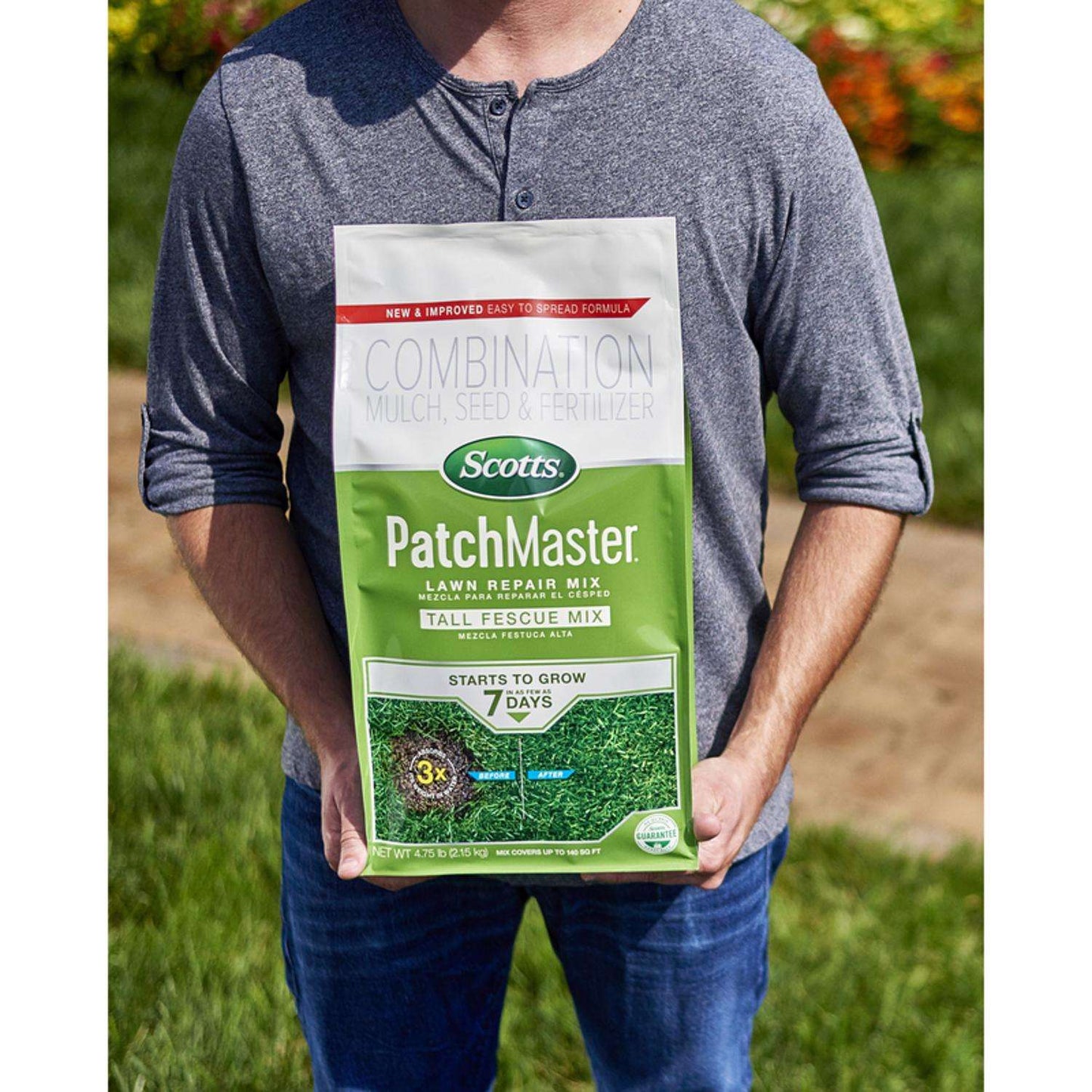  Scotts PatchMaster Tall Fescue Grass Sun Or Shade Seed/Fertilizer/Mulch Repair Kit 4.75 Lb