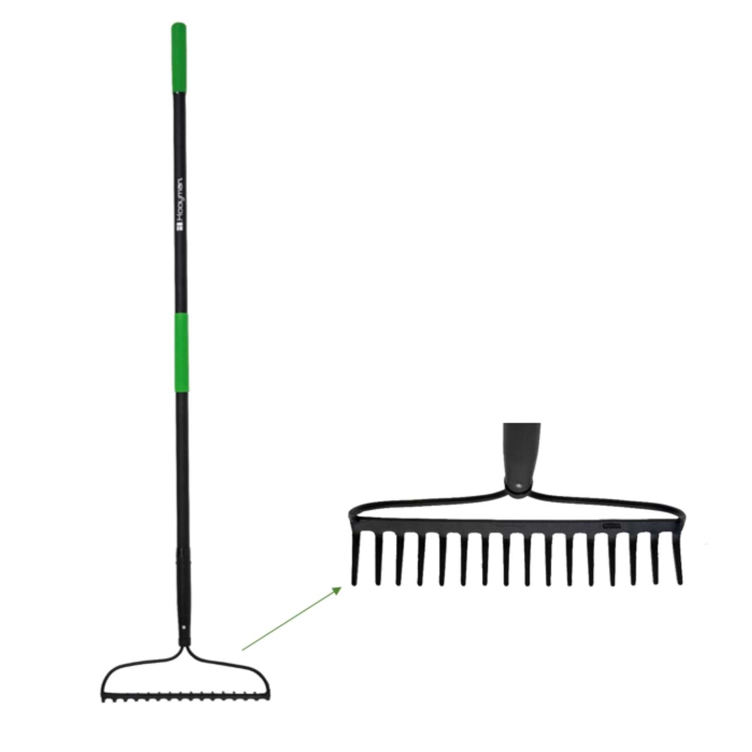 Hooyman 66.25 In. 16 Tine Steel Bow Rake Fiberglass Handle
