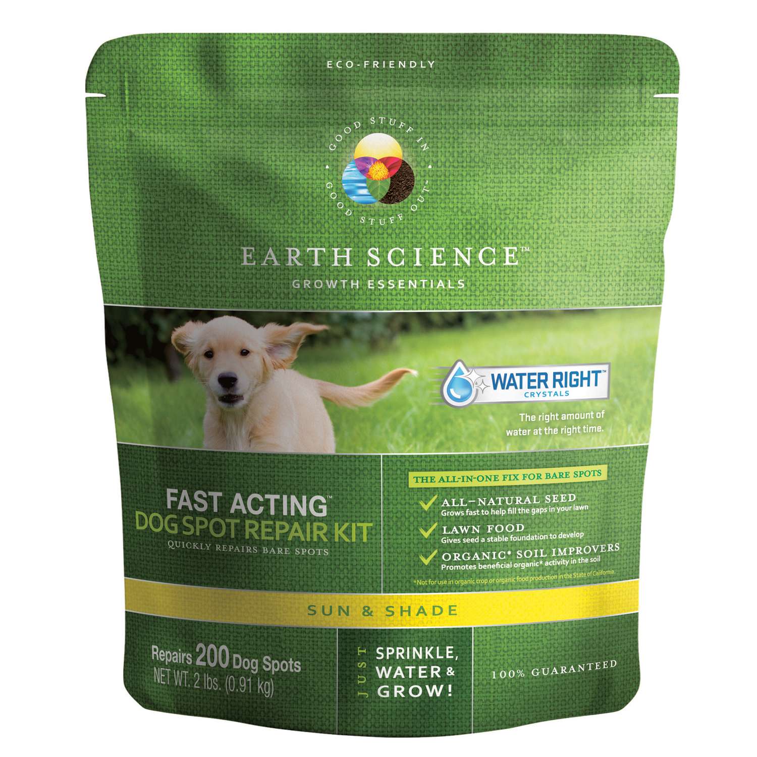 Earth Science Fast Acting Mixed Sun Or Shade Pet/Dog Spot Grass Repair Seed 2 Lb