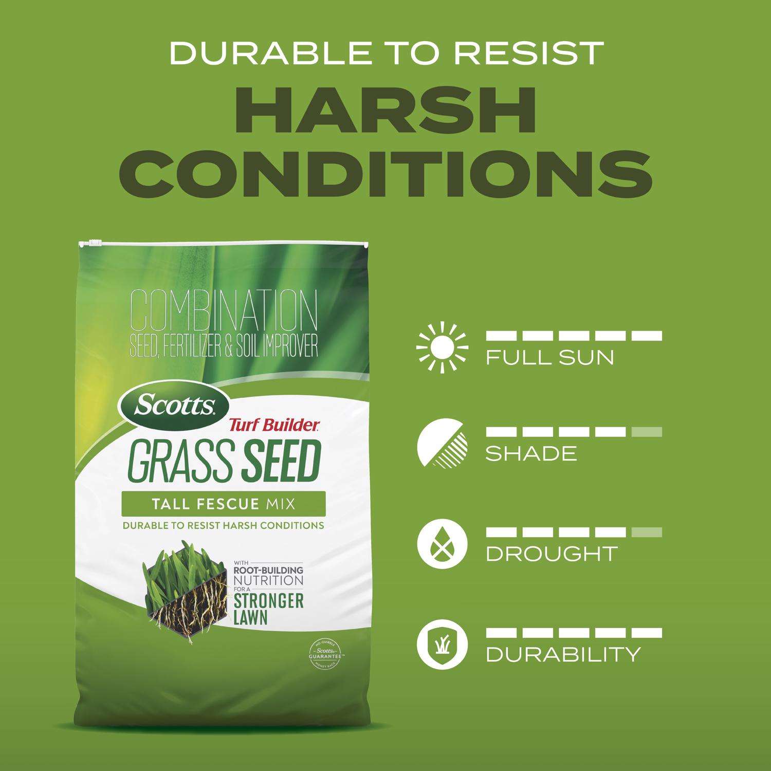  Scotts Turf Builder Tall Fescue Grass Sun Or Shade Fertilizer/Seed/Soil Improver 5.6 Lb
