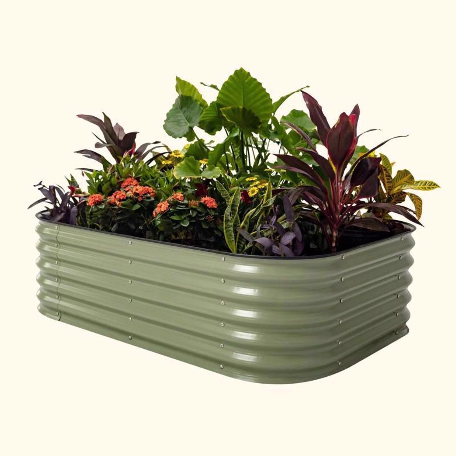  Vego Garden 17 In. H Metal 6 In 1 Raised Garden Bed Olive Green