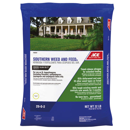  Ace Southern Weed & Feed Lawn Fertilizer For Multiple Grass Types 10000 Sq Ft