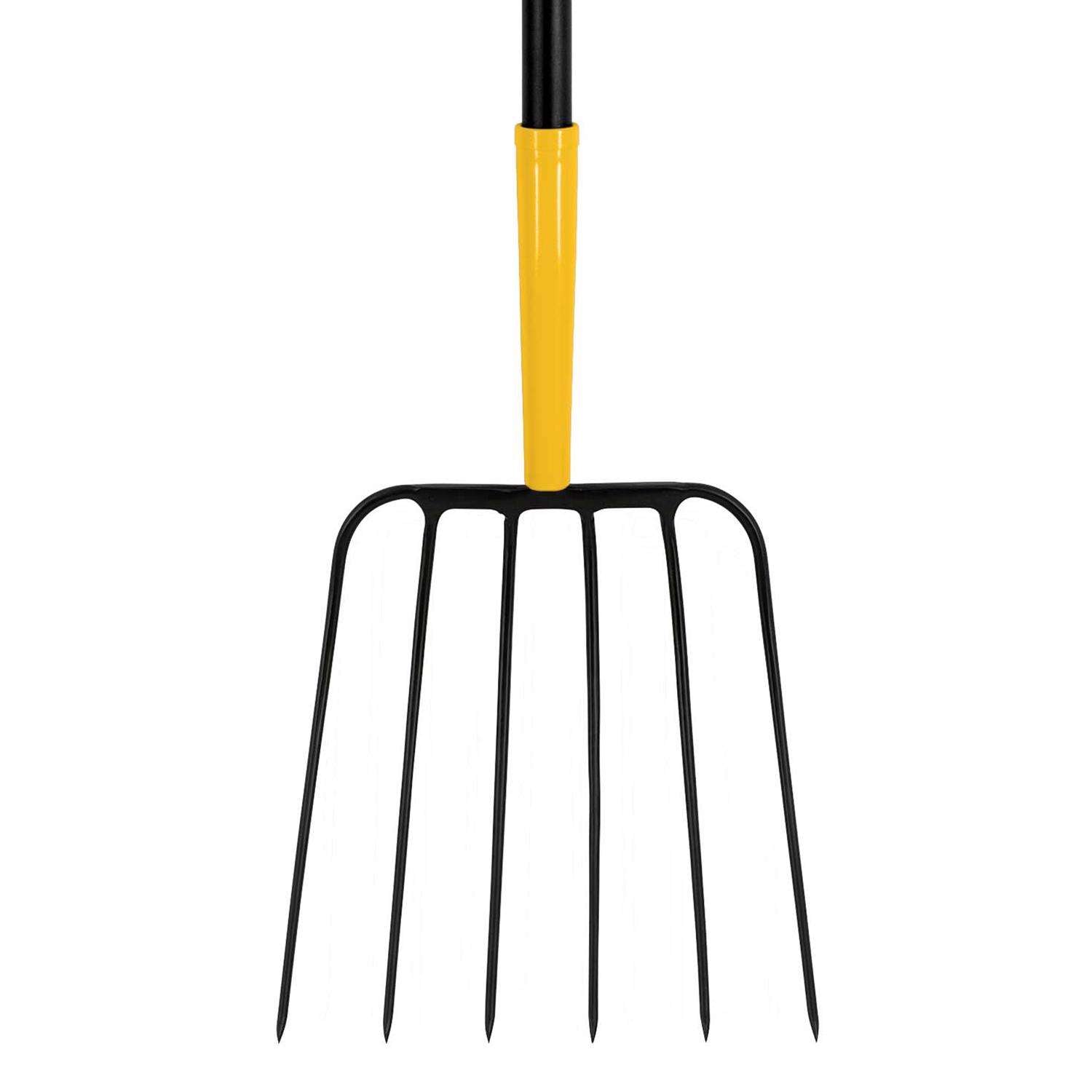  John Deere 6 Tine Steel Manure Fork 48 In. Fiberglass Handle