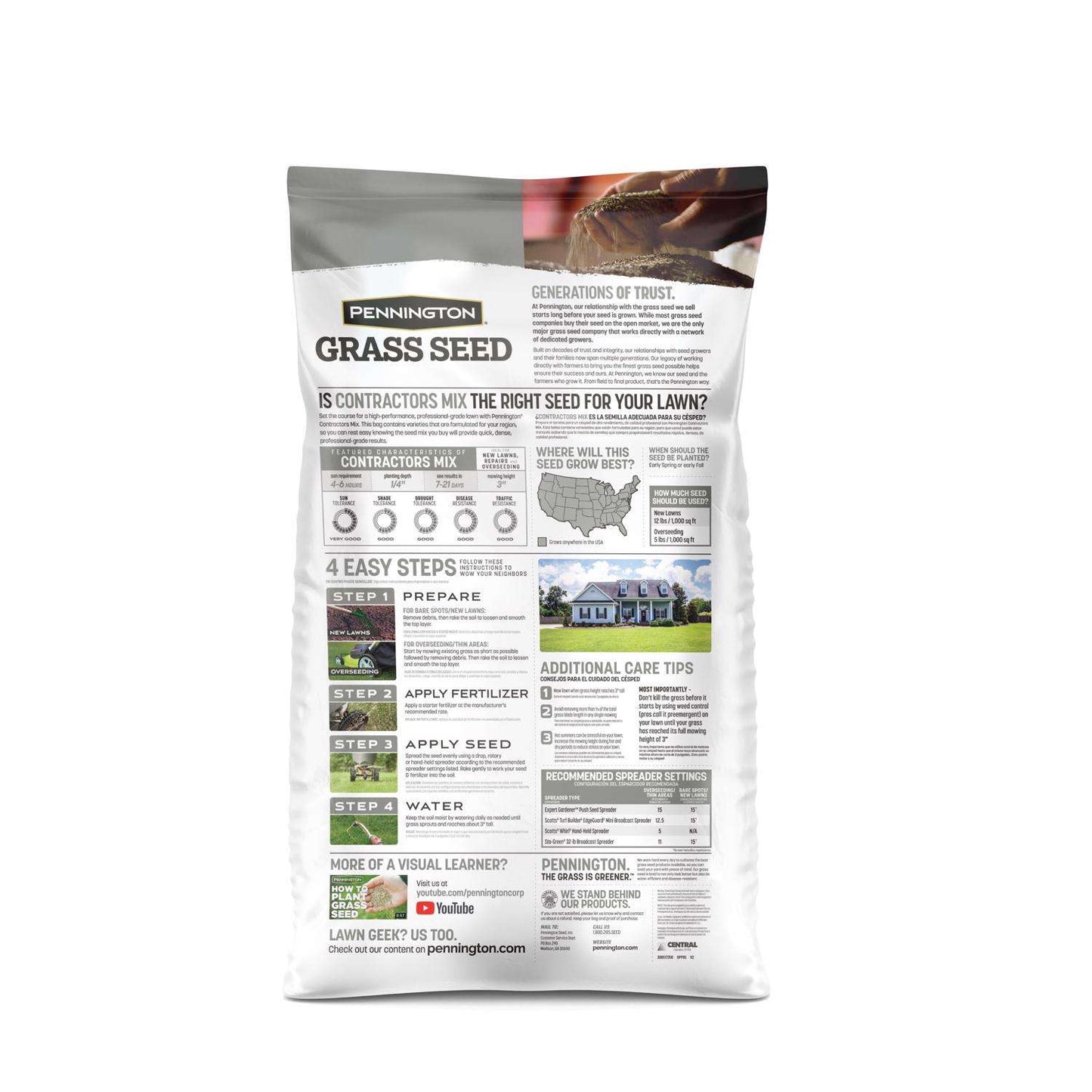  Pennington Contractors Mix Sun Or Shade Grass Seed 20 Lb