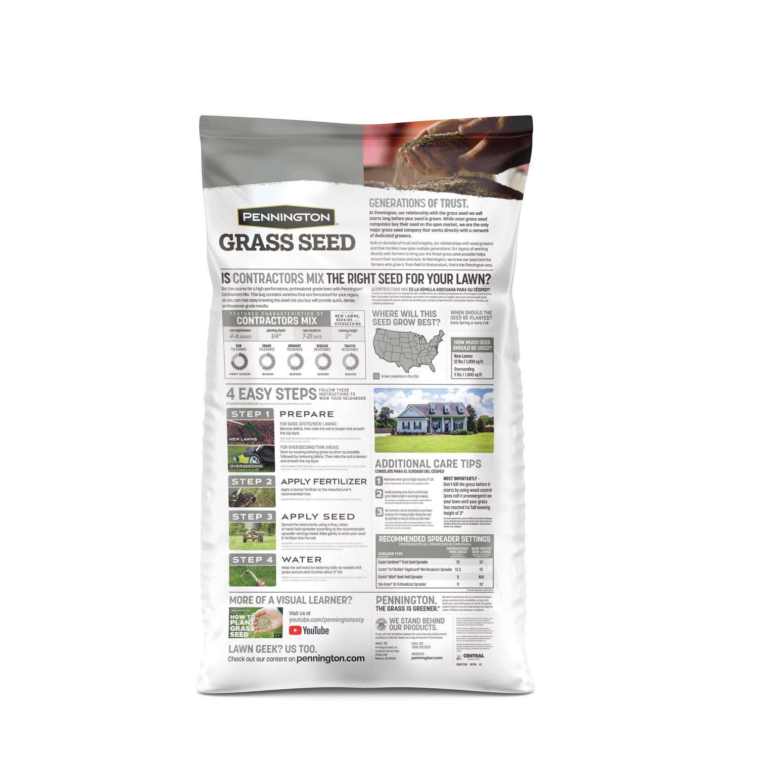  Pennington Contractors Mix Sun Or Shade Grass Seed 20 Lb