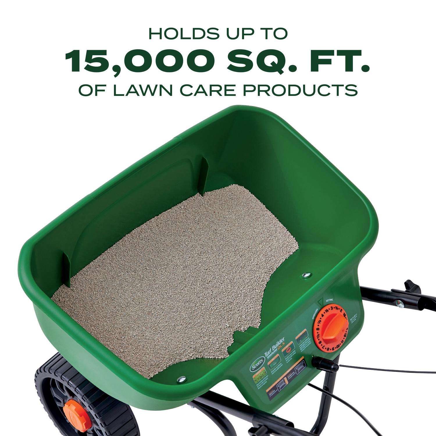  Scotts EdgeGuard DLX 5 Ft. W Broadcast Push Spreader For Fertilizer/Ice Melt/Seed 60 Lb