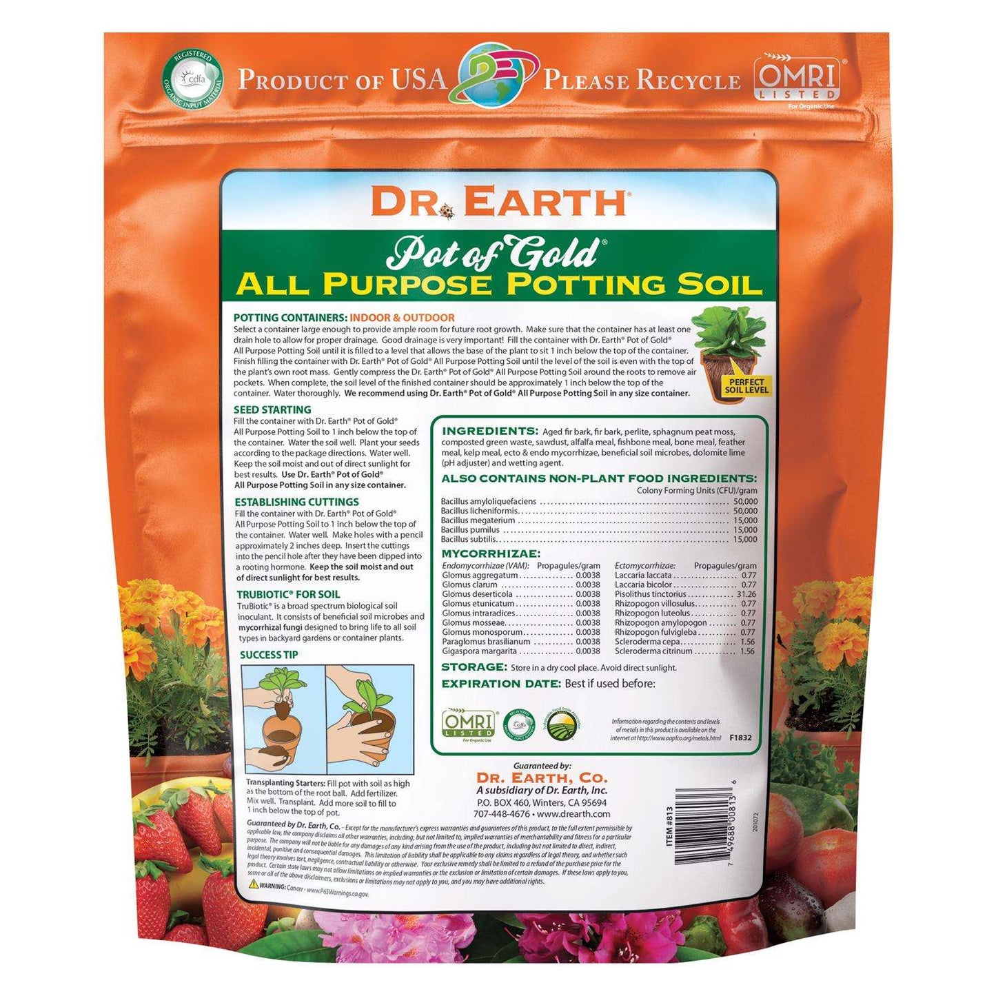  Dr. Earth Pot Of Gold Organic All Purpose Potting Soil 8 Qt