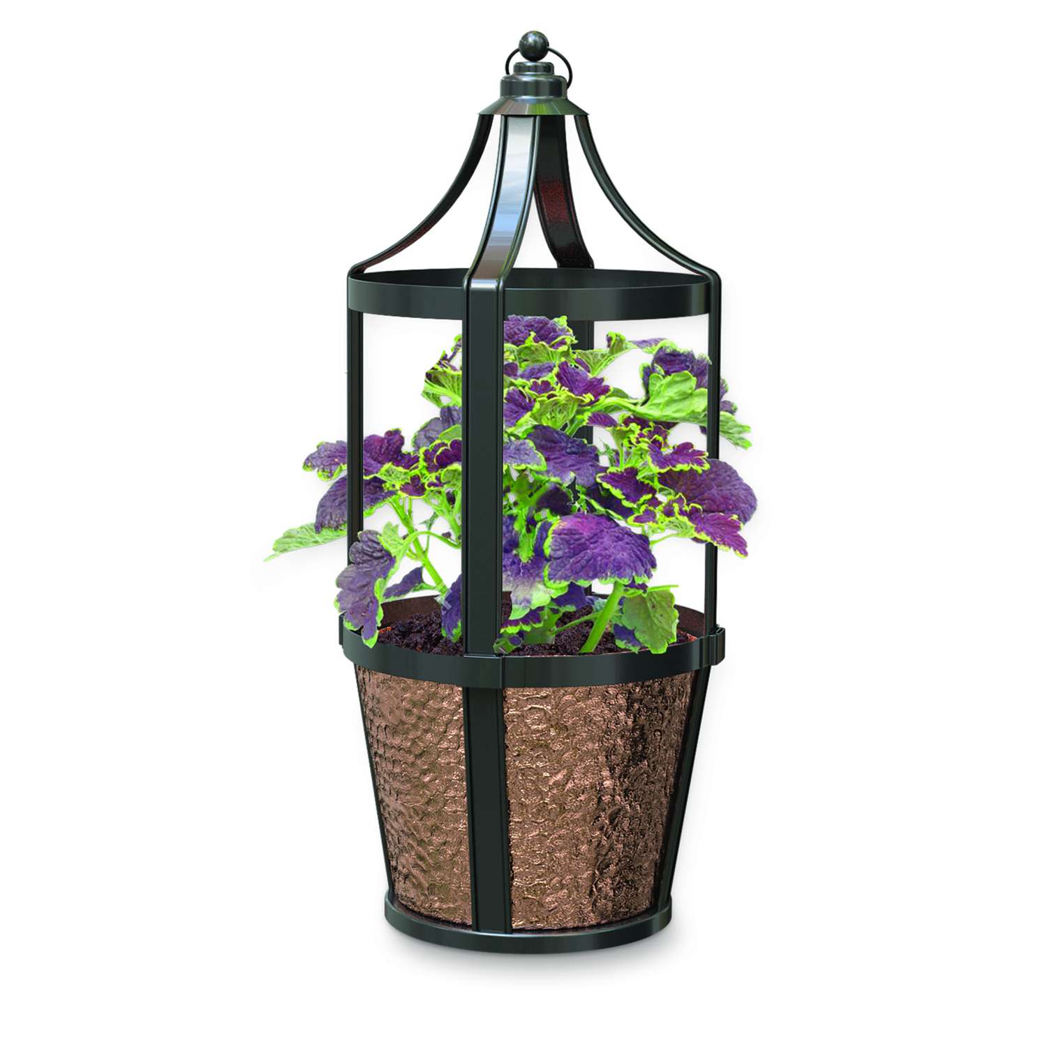  Panacea 18 H Metal Tall Latern Planter Black