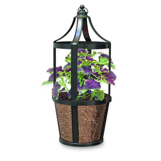  Panacea 18 H Metal Tall Latern Planter Black
