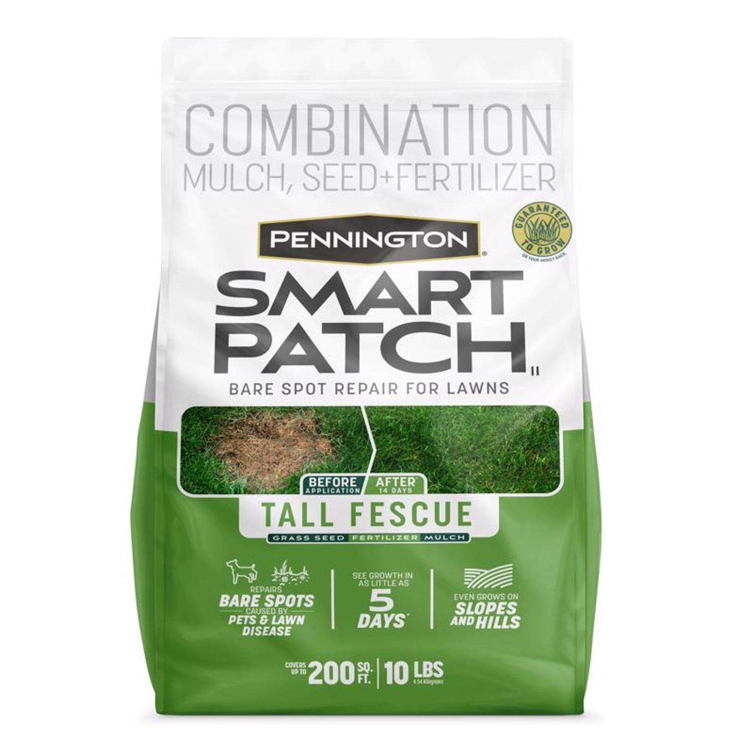  Pennington Smart Patch Tall Fescue Grass Sun Or Shade Seed/Fertilizer/Mulch Repair Kit 10 Lb