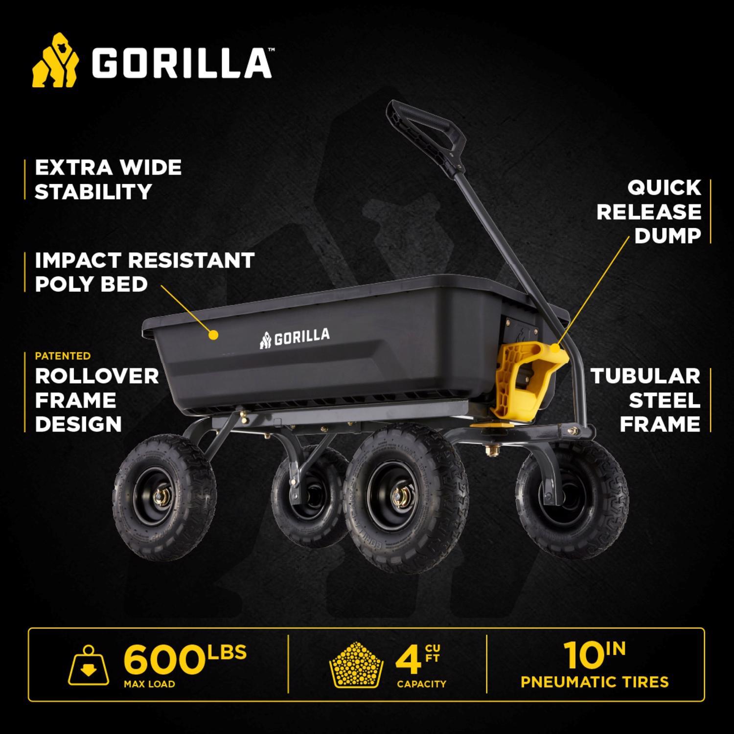  Gorilla Carts Poly Dump Cart 600 Lb. Cap.
