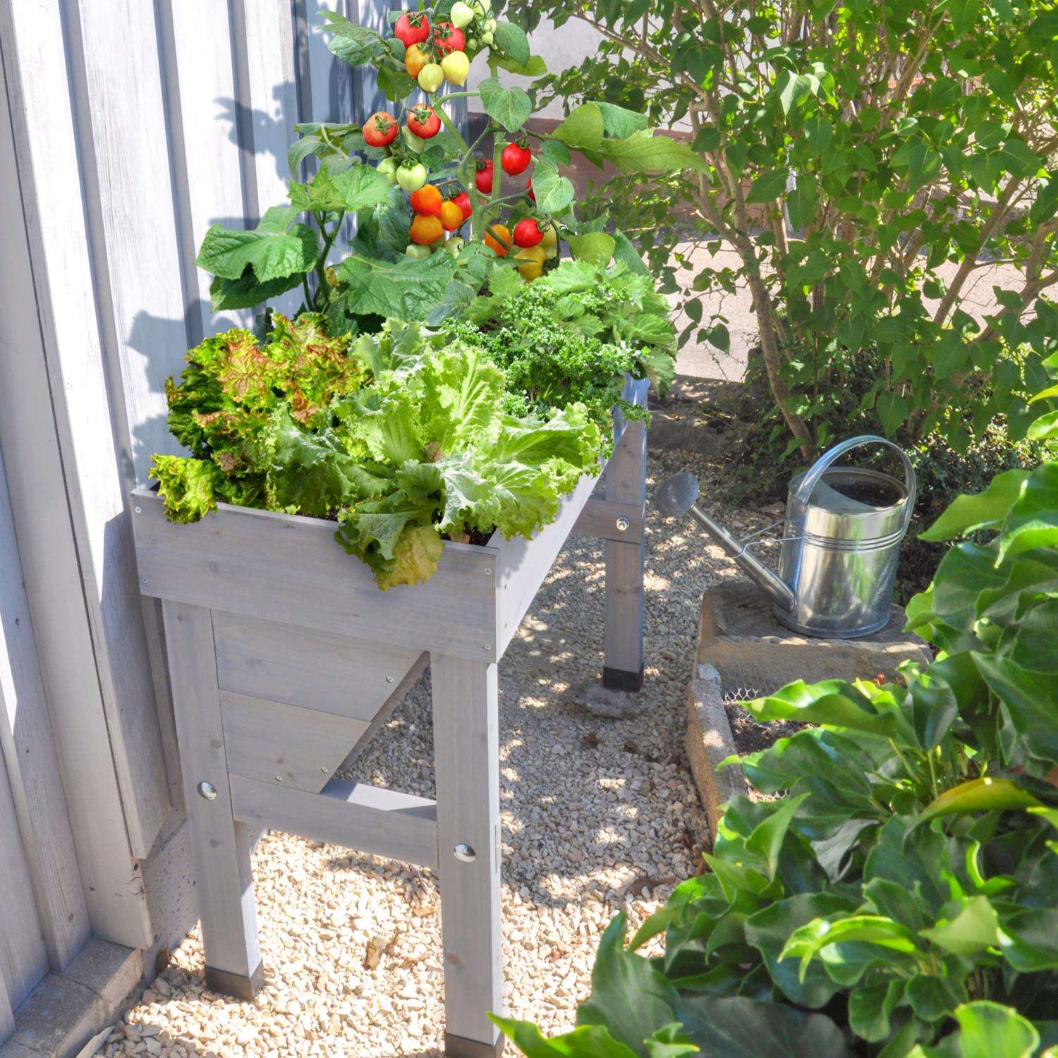  VegTrug 31.5 In. H X 40.55 In. W X 18 In. D Cedar Wall Hugger Planter Gray