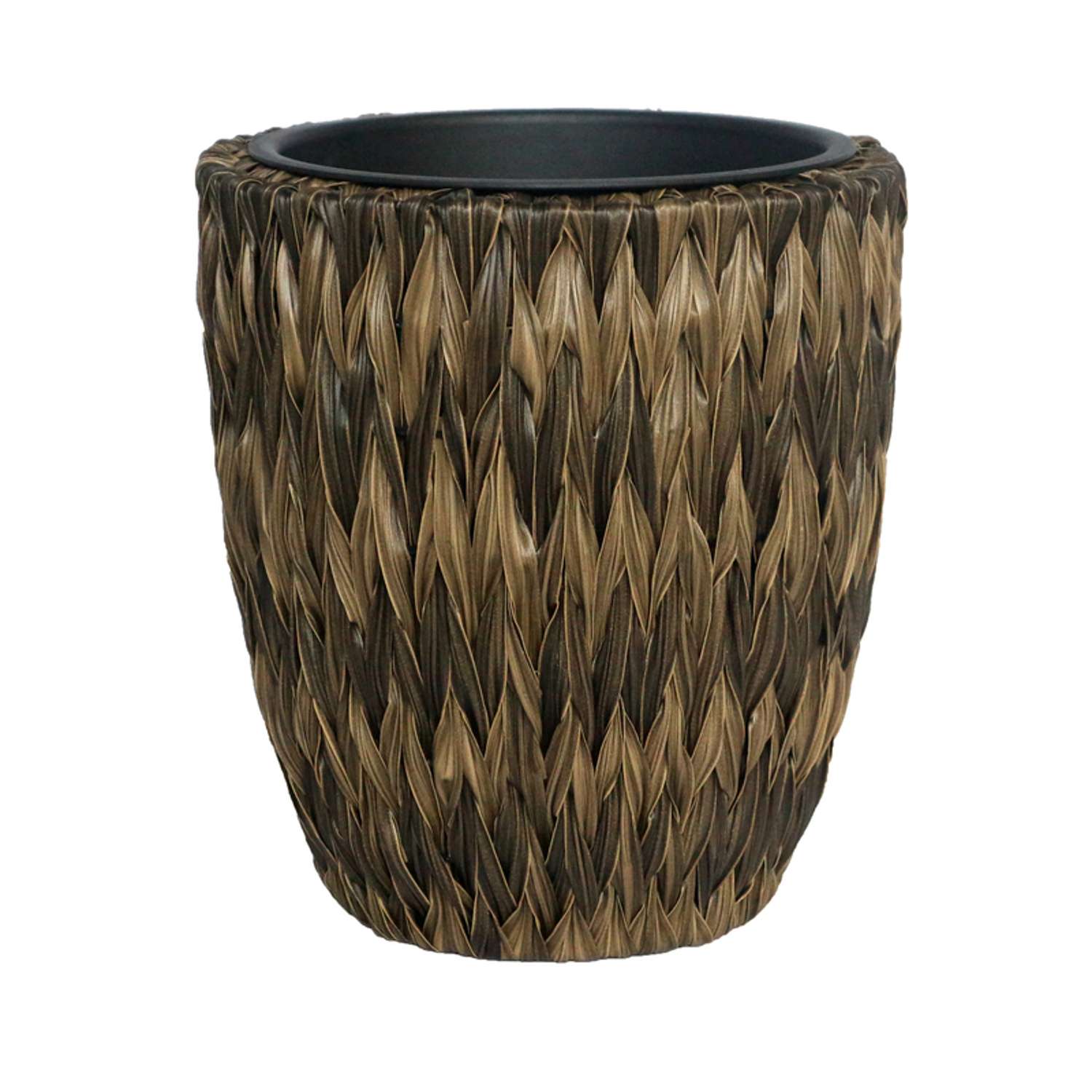  Infinity 16.5 In. H X 15 In. D PP Plastic Twisted Banana Leaf Planter Brown
