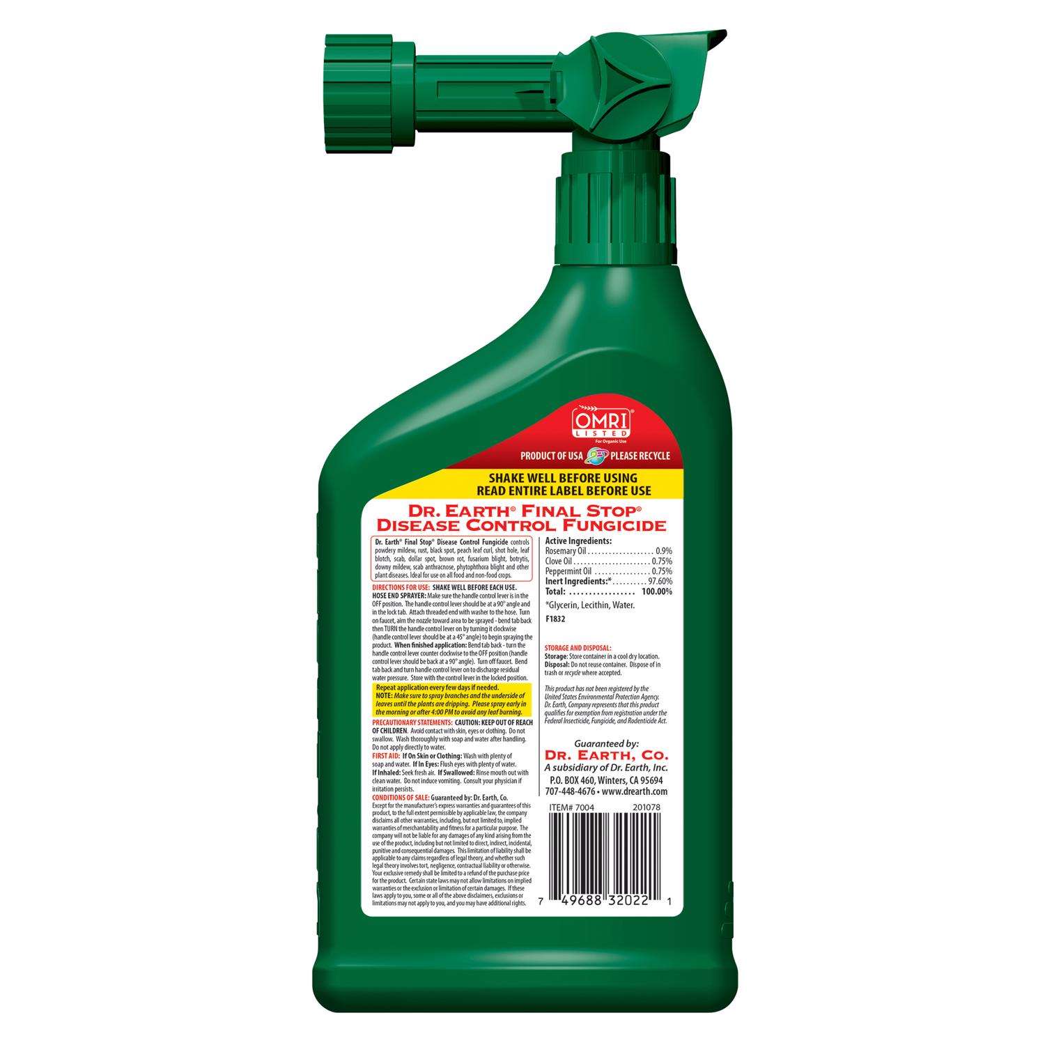  Dr. Earth Final Stop Organic Concentrated Liquid Disease And Fungicide Control 32 Oz