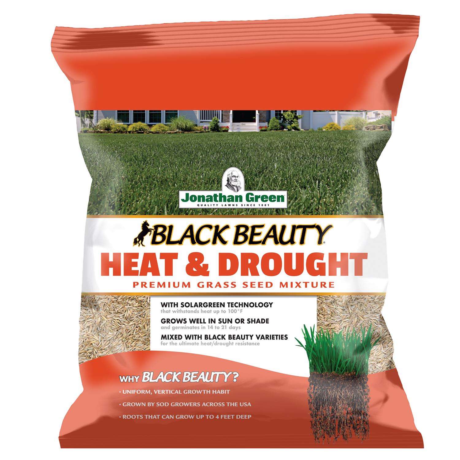  Jonathan Green Black Beauty Heat & Drought Mixed Sun Or Shade Grass Seed 7 Lb