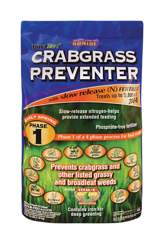  Bonide DuraTurf Crabgrass Preventer Lawn Fertilizer For All Grasses 5000 Sq Ft