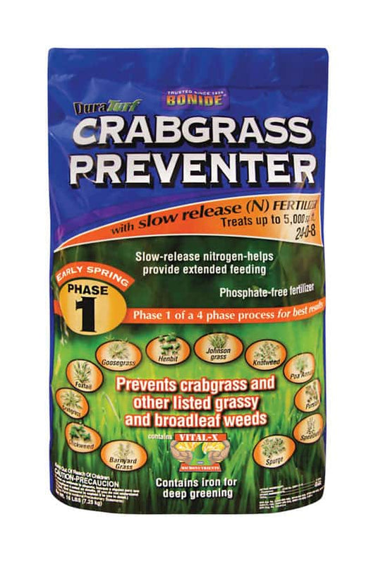  Bonide DuraTurf Crabgrass Preventer Lawn Fertilizer For All Grasses 5000 Sq Ft