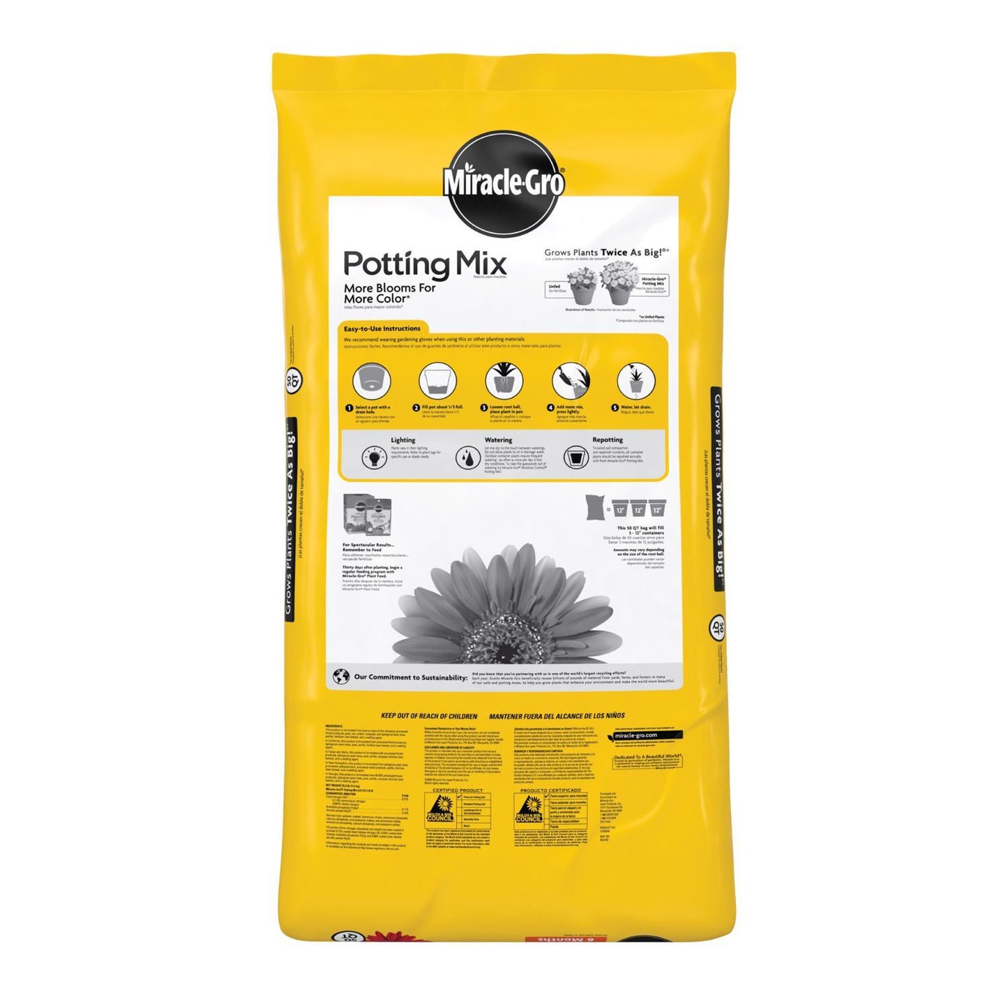  Miracle-Gro Flower And Plant Potting Mix 50 Qt